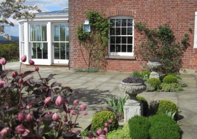 Herb garden terrace in springtime