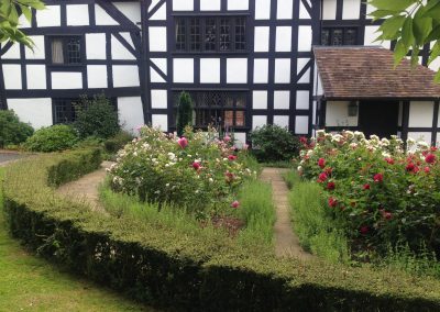 Rose beds in front of the house