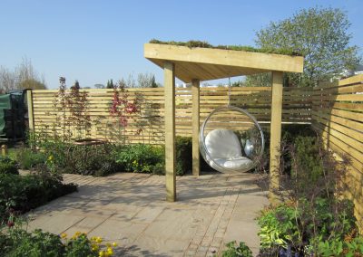 Twisted green roof gazebo