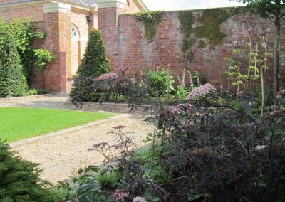 Yew pyramids in the walled garden