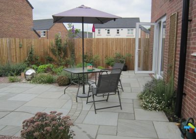 sandstone paved seating area